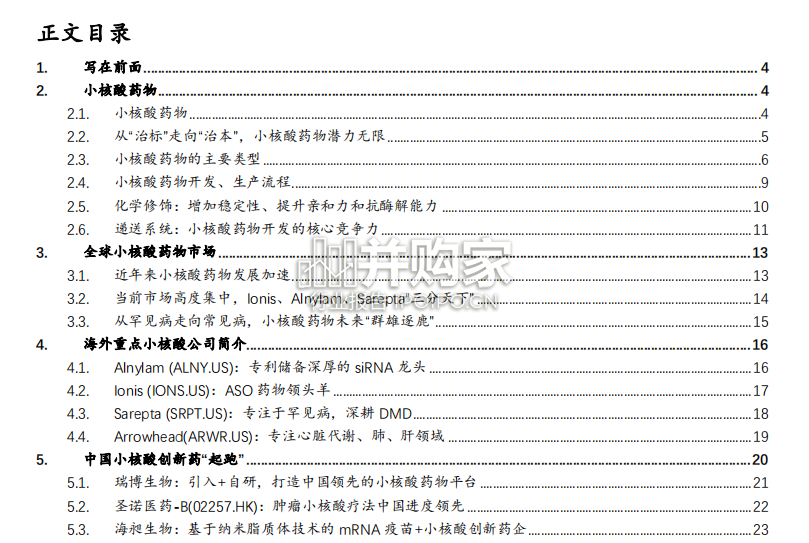 小核酸药物行业报告(30页)-第1张图片 小核酸药物行业报告(30页)-第1张图片