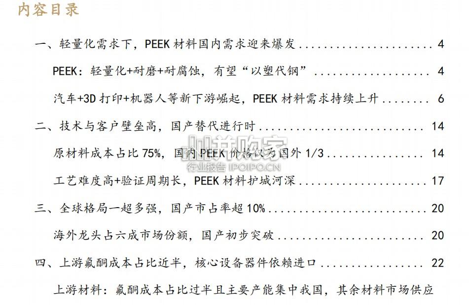 PEEK行业报告:高壁垒的轻量化材料(35页)-第1张图片 PEEK行业报告:高壁垒的轻量化材料(35页)-第1张图片
